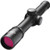 Angled view of a matte black Burris Scout 2.75x riflescope showcasing a pink lens coating on a white background