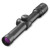 Angled overhead view of a matte black Burris Scout 2.75x20mm riflescope showing purple lens coatings on a white background