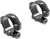 Pair of glossy black Leupold Ruger 77/22 scope rings showing integrated base clamps on a solid white background