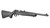 Left profile view of a Ruger American Rimfire bolt-action rifle with a black synthetic stock on a plain white background