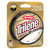 Packaged spool of clear fishing line enclosed in plastic on a gold honeycomb cardboard backing.