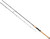 A two-piece Daiwa Crossfire 6 foot 6 inch casting rod displayed diagonally against a plain white background. The breakdown features the upper rod tip section with multiple line guides resting parallel to the lower handle section, which shows a cork grip handle, a black casting reel seat with metallic hood locks, and subtle model branding on the dark graphite blank.