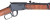 Close-up of the black receiver, lever loop, and wooden forend on a Henry Frontier Octagon .22 LR rifle, UPC 619835011000.