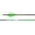Studio view of Victory VAP Gamer carbon arrows highlighting bright lime green fletching vanes and shaft text