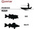 Infographic showing target species fish silhouettes for the Quantum Optix 30 including bass and walleye