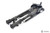 Angled layout view of a black Champion rifle bipod completely folded up on a clean white background