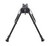 Direct front view of a black Champion tactical rifle bipod deployed at its minimum height setting