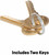 Close-up of two brass keys on a metal keyring on a clean white background