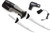 Rapala cordless electric fillet knife body shown disassembled with two interchangeable blades and a wall charger