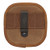 Rear view of a brown ammunition pouch showing the integrated heavy duty black belt clip