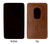 Front and back comparison view of a brown leather magnetic shotgun barrel rest on a white background