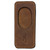 Front view of a brown Browning leather magnetic shotgun barrel rest featuring an embossed brand logo