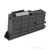 Three-quarter angle view of a black Sako A7 Short Action 3-round factory magazine with steel feed lips