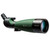 Angled side view of Konuspot-100 spotting scope with green armoring and oversized 100mm objective lens facing forward