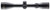 Horizontal side profile view of a black KonusPro 3-10x44 hunting riflescope resting on a crisp white background