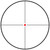 Diagram of an illuminated fine crosshair reticle featuring a bright red center aiming dot inside a circular scope field