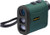 Close-up angled view of Konus EVO-1200 laser rangefinder highlighting the dual lenses and textured green grip