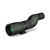 Three quarter front angled view of a matte green Vortex Diamondback HD straight spotting scope showing the textured rubber body armoring