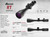 Product marketing graphic displaying a Burris RT riflescope alongside its key technical feature layouts