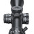 Close-up top down view of the marked elevation and windage adjustment turrets on a black rifle scope