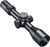 Angled front view of a black tactical riflescope displaying the objective lens on a white background