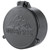 Front view of a closed black Butler Creek flip-open scope cover on a clean white background