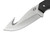 Close-up view of the Schrade Exertion hunting knife blade highlighting the sharpened integrated gut hook tip