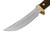 Close-up angled view of Old Timer 165OT Woodsman curved stainless steel clip point blade on a white background