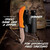Infographic showing orange handle field shears with text highlighting the integrated bone hook and pivot lock pin