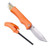 Outdoor Edge Ignitro folding knife handle highlighting the integrated fire starter rod pulled out from the base