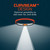 Infographic demonstrating CurvBeam Design showing a wide uniform 120 degree flood light beam pattern diagram