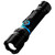 Angled studio shot of black NEBO BLUELINE 600 Flex flashlight with a prominent metallic blue accent ring