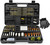 Studio shot of the open black plastic storage case neatly organizing all 30 pieces of the gun cleaning kit