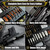 Four panel infographic highlighting close up views of brushes rods and patches with gold accent headings
