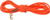 Horizontal view of a coiled thirty foot Avery blaze orange floating check cord with a brass snap hook
