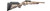 High right angle view of a Ruger American Rimfire bolt-action rifle in Go Wild Camo with a bronze barrel on a white background