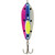 This vibrant Rainbow Trout fishing lure features a striking orange body with a large eye detail, designed for maximum visibility underwater. Its sleek, elongated shape and shiny silver metallic blade enhance motion attraction, while the sharp double hook promises reliable catches. Ideal for attracting predatory fish with its vivid colors and reflective surfaces.