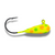 Vibrant yellow and green lure with black hook