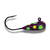 Eye-catching purple and green fishing lure with a green dot, perfect for attracting fish in any water conditions.