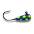 Eye-catching blue and yellow fishing lure with a sharp black hook, perfect for catching big fish.