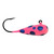 Eye-catching pink and blue fishing lure with a sharp black hook, perfect for attracting big catches.