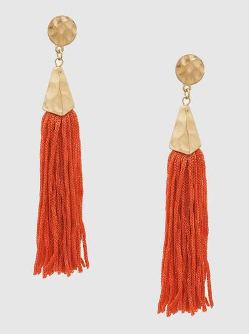 Thread Tassels Gold Drop Earrings in 3 Persimmon  Free Shipping