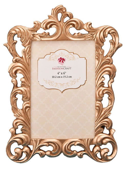 Magnificent Rose Gold Baroque 4 Inch X 6 Inch Photo Frame 