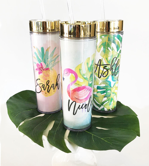 Personalized Tropical Beach Tall Tumblers In 3 Designs