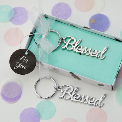 2 Silver Blessed Design Key Chain With 1 Boxed