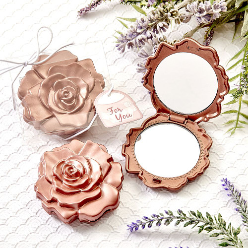 Dusty Rose Realistic Rose Mirror Compact 24 Pieces