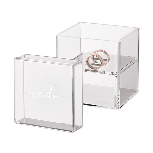 Acrylic Ring Box Alternative with "We Do"  with Rings Added