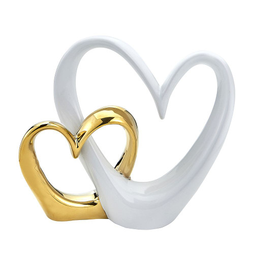 Double Open Heart Cake Topper Gold And White