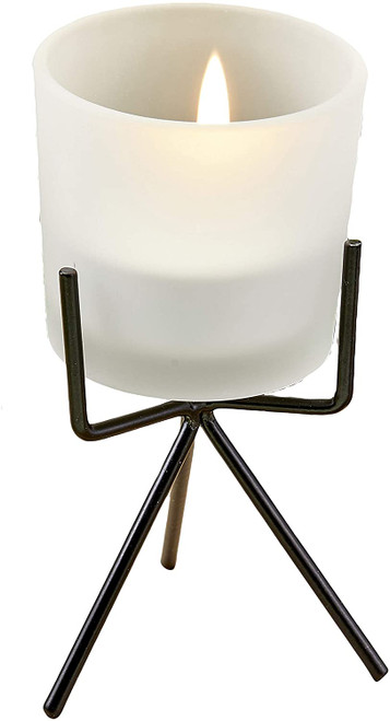 Trendy Frosted Glass Candle With Metal Base 