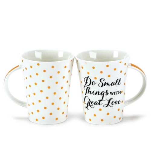 'With Great Love' White Mug with Gold Spots 